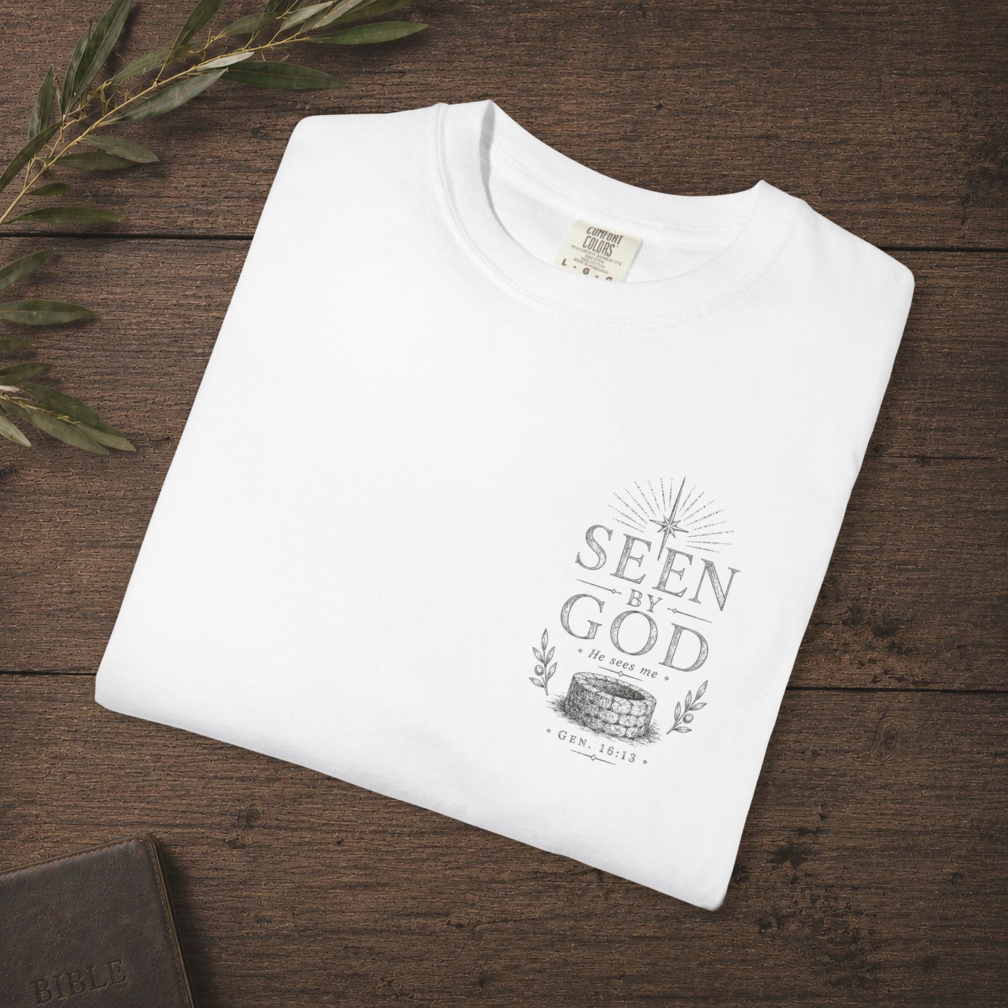 Seen by God — Genesis 16:13 Subtle Scripture Tee | Chest Print