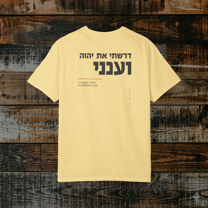 Original Language Scripture Tee: Psalm 34:4 - I sought YHVH and He answered