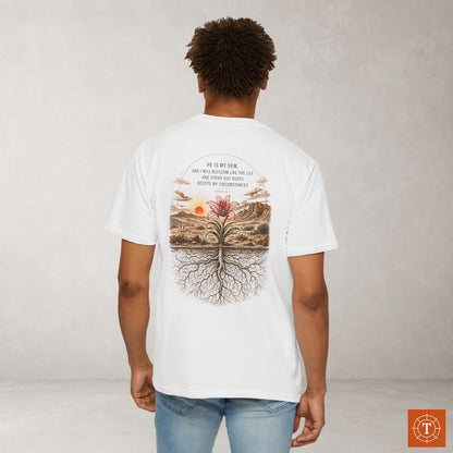 Illustrated Scripture Tee - Hosea 14:5 - Lilly - He Planted Me Here Shirt