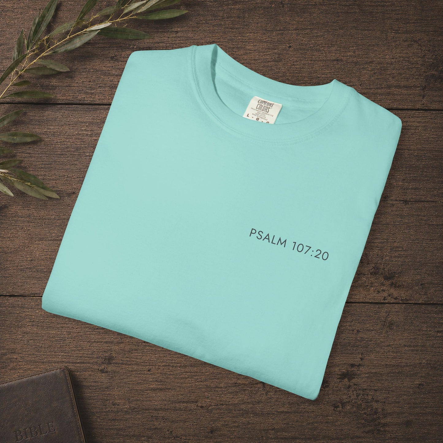 Subtle Christian Scripture Tee — He sent out His word and healed them - Psalm 107:20 Reference Only