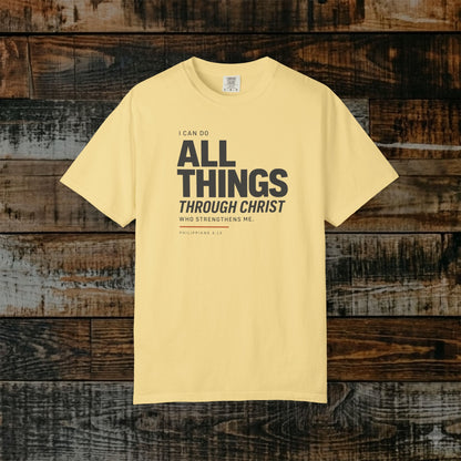 Philippians 4:13 Minimalist Christian Bible Verse Tee - I can do all things through Christ Shirt
