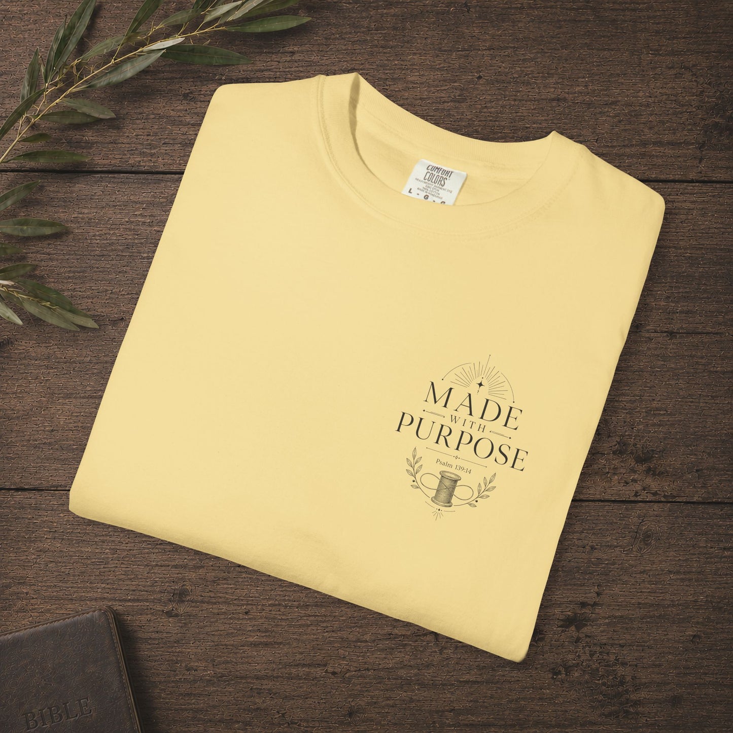 Made with Purpose — Psalm 139:14 Subtle Scripture Tee | Chest Print