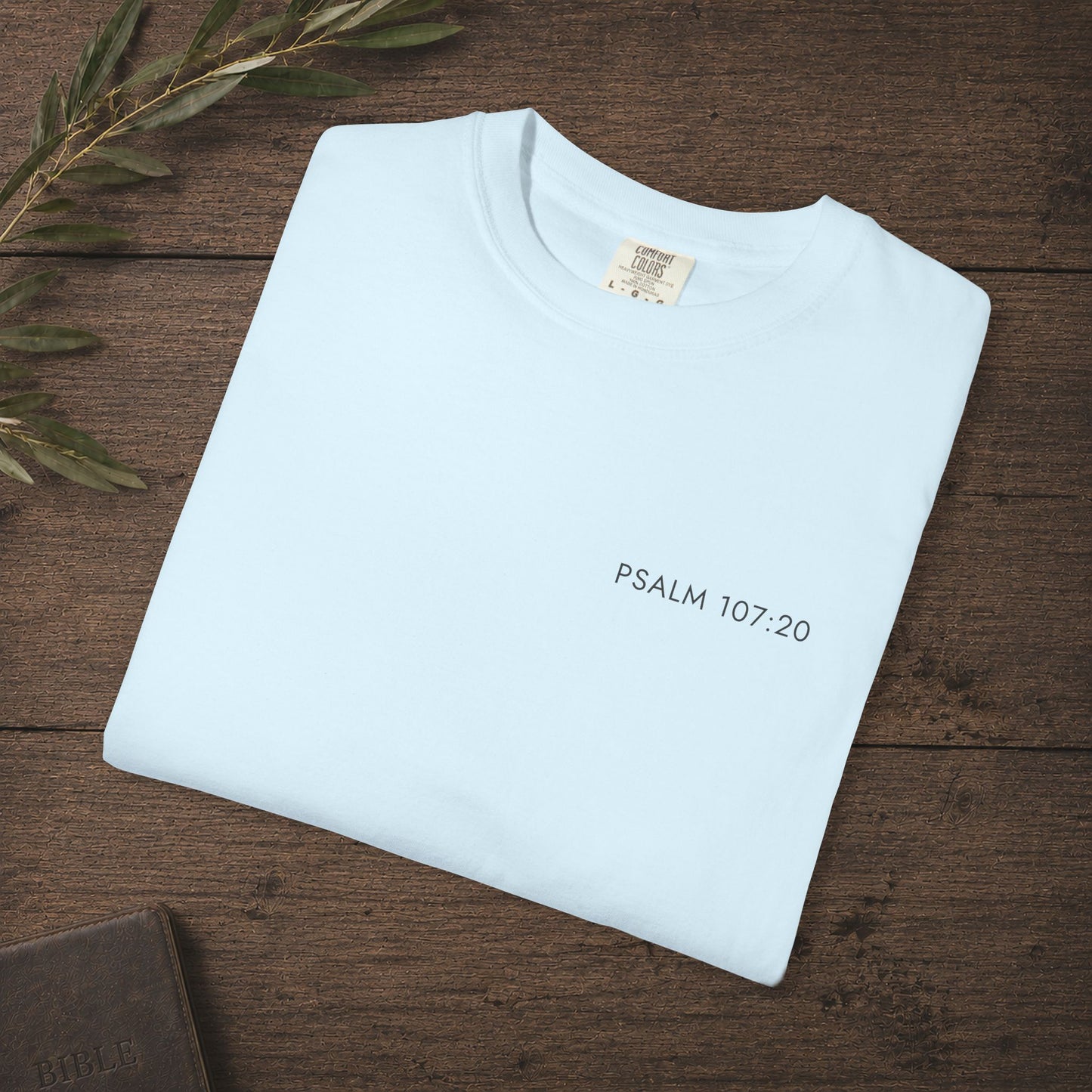 Subtle Christian Scripture Tee — He sent out His word and healed them - Psalm 107:20 Reference Only