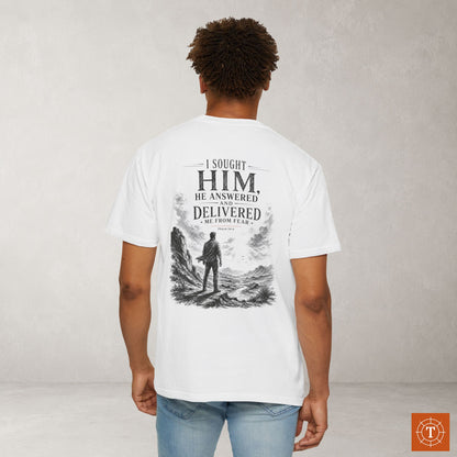 Illustrated Scripture Tee - Psalm 34:46 - He answered me
