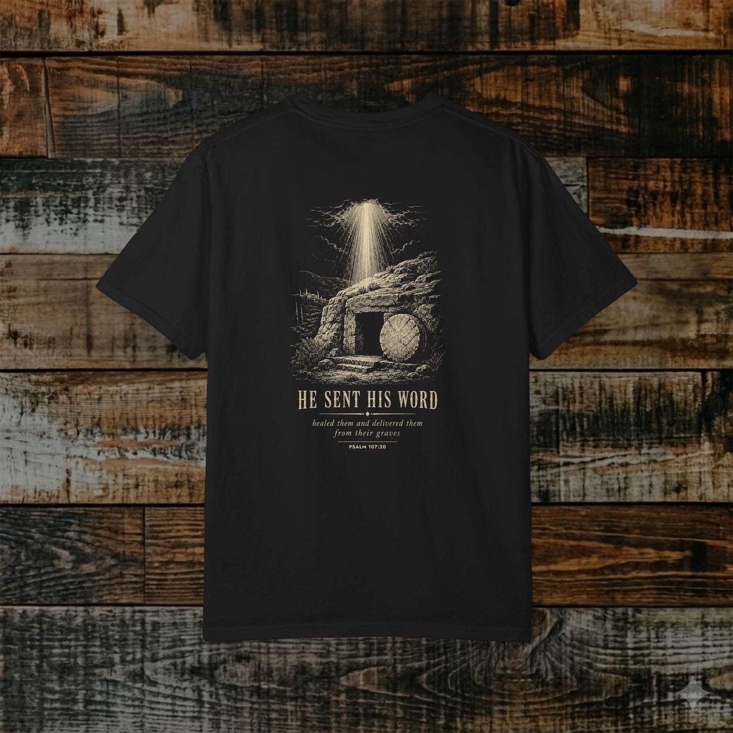 Illustrated Scripture Tee - Psalm 107:20 - He sent His word