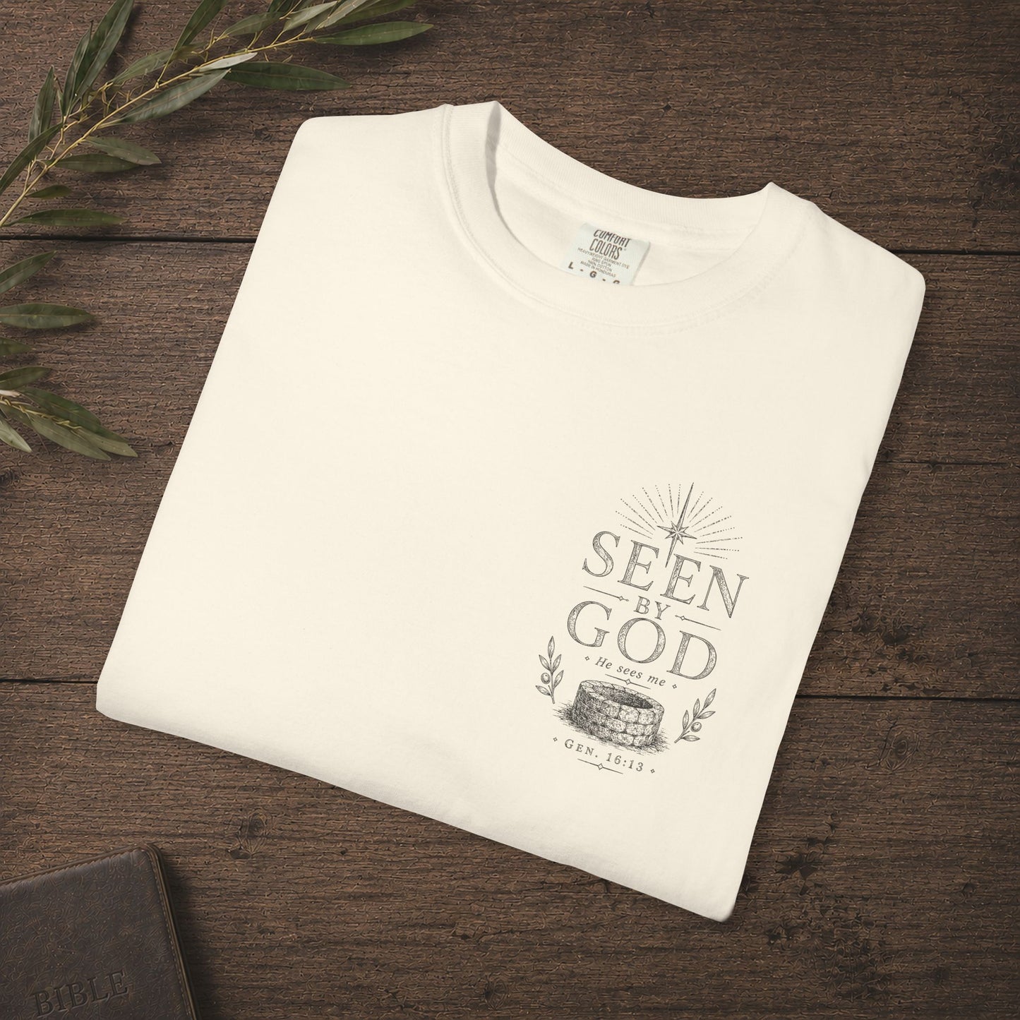 Seen by God — Genesis 16:13 Subtle Scripture Tee | Chest Print