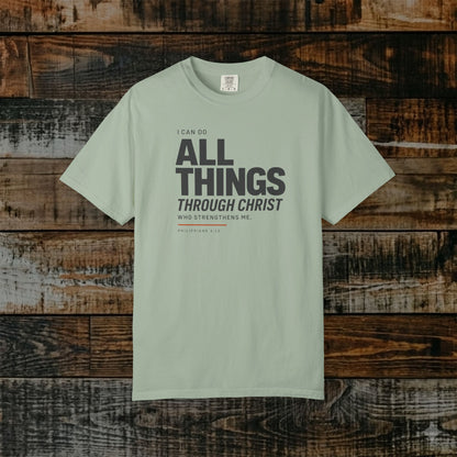 Philippians 4:13 Minimalist Christian Bible Verse Tee - I can do all things through Christ Shirt