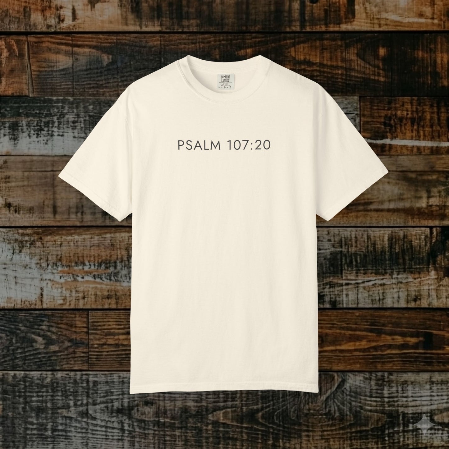 Aesthetic Christian Tee — Psalm 107:20 Modern Scripture Tee