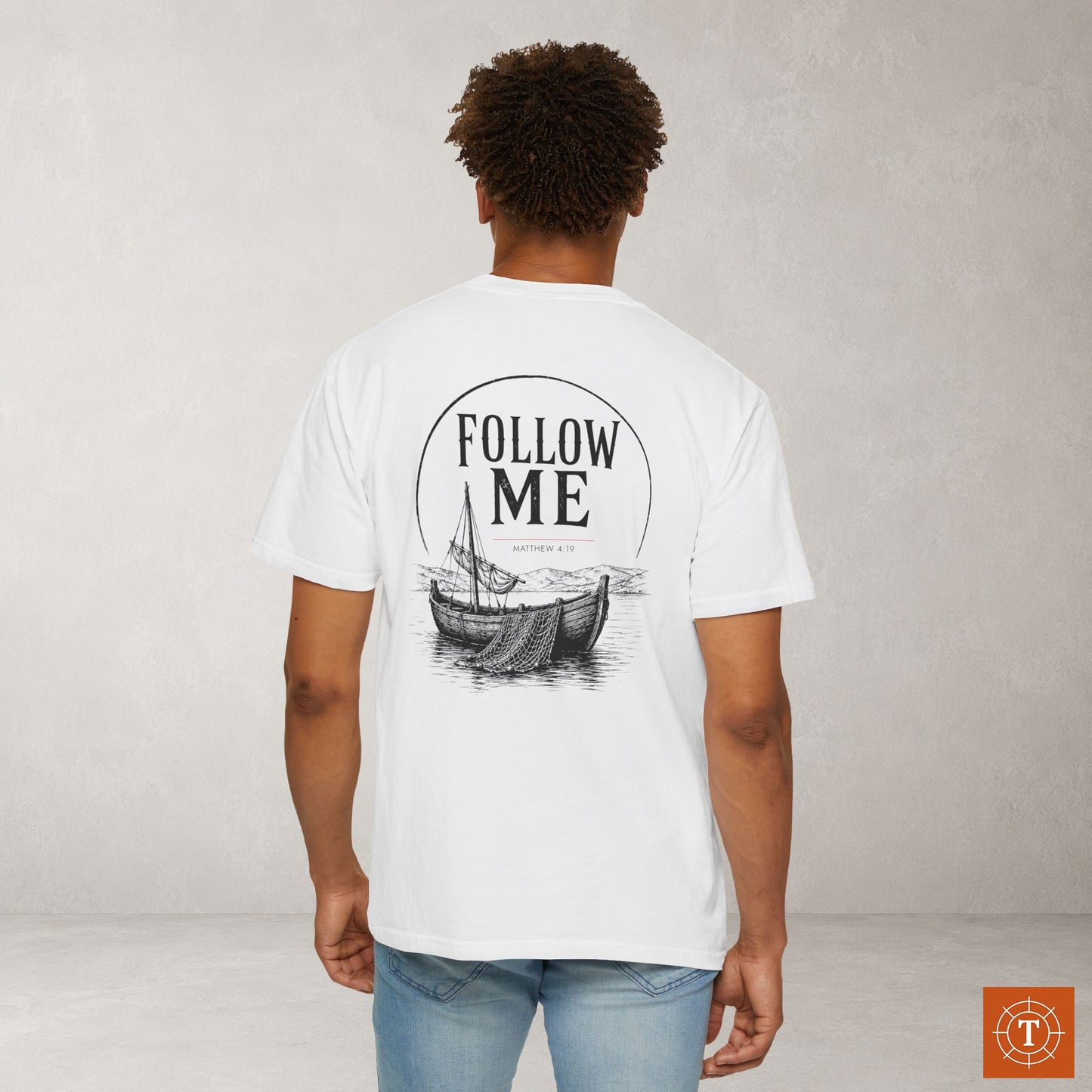 Illustrated Scripture Tee - Matthew 4:19 - Follow Me