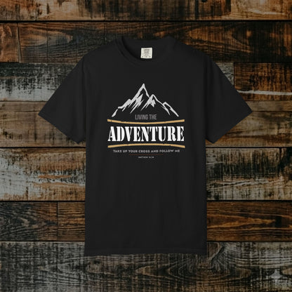 Illustrated Scripture Tee - Matthew 16:24 - The Adventure - Take up your cross