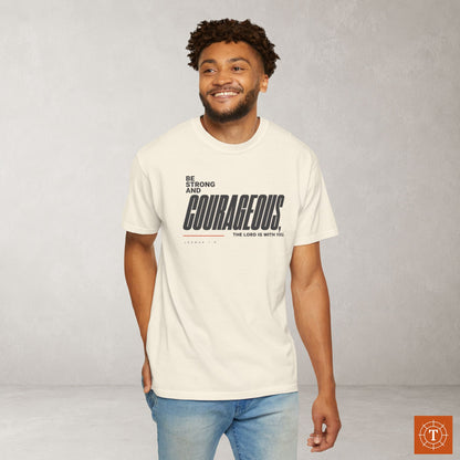 Joshua 1:9 Minimalist Christian Bible Verse Tee - Be Strong and Courageous