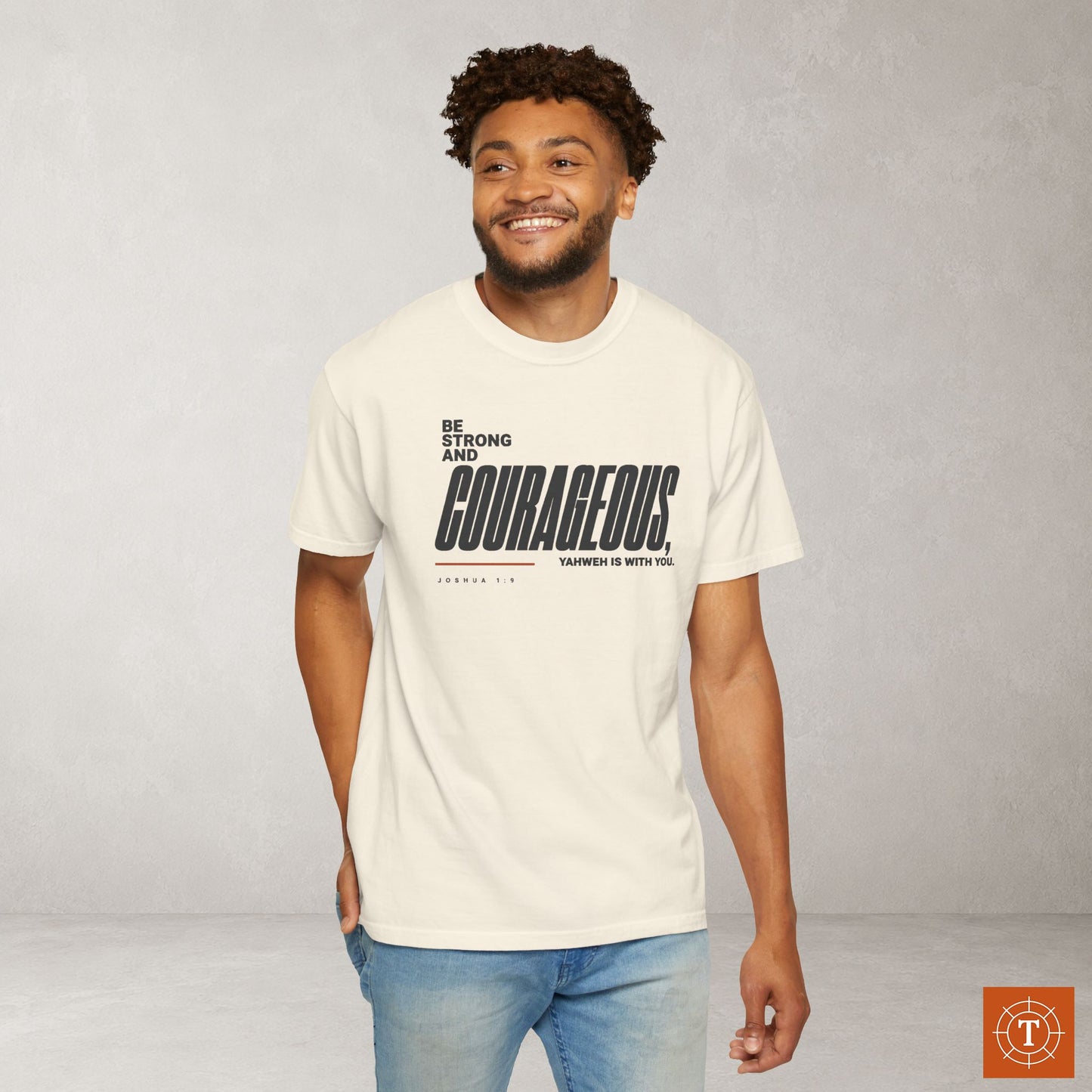 Joshua 1:9 Minimalist Hebrew Roots Scripture Tee - Be strong and courageous