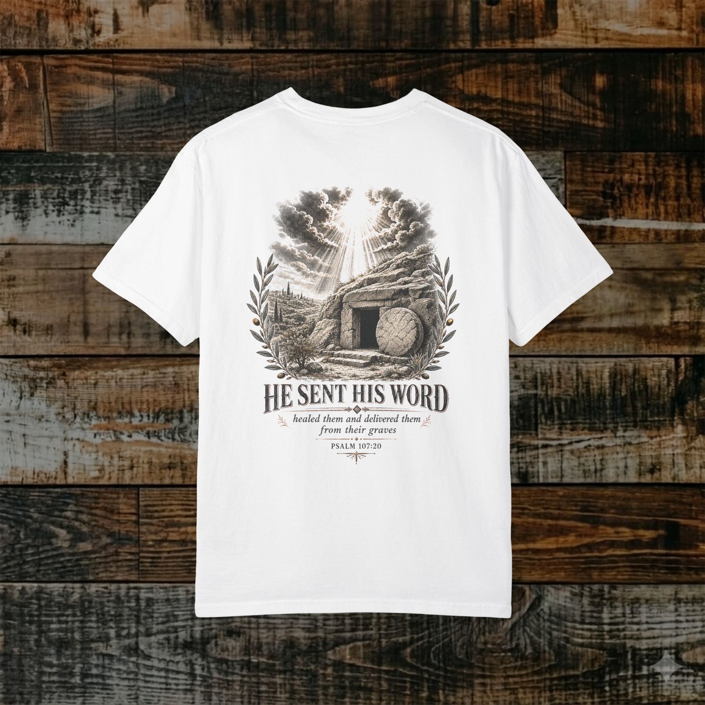 Illustrated Scripture Tee - Psalm 107:20 - He sent His word