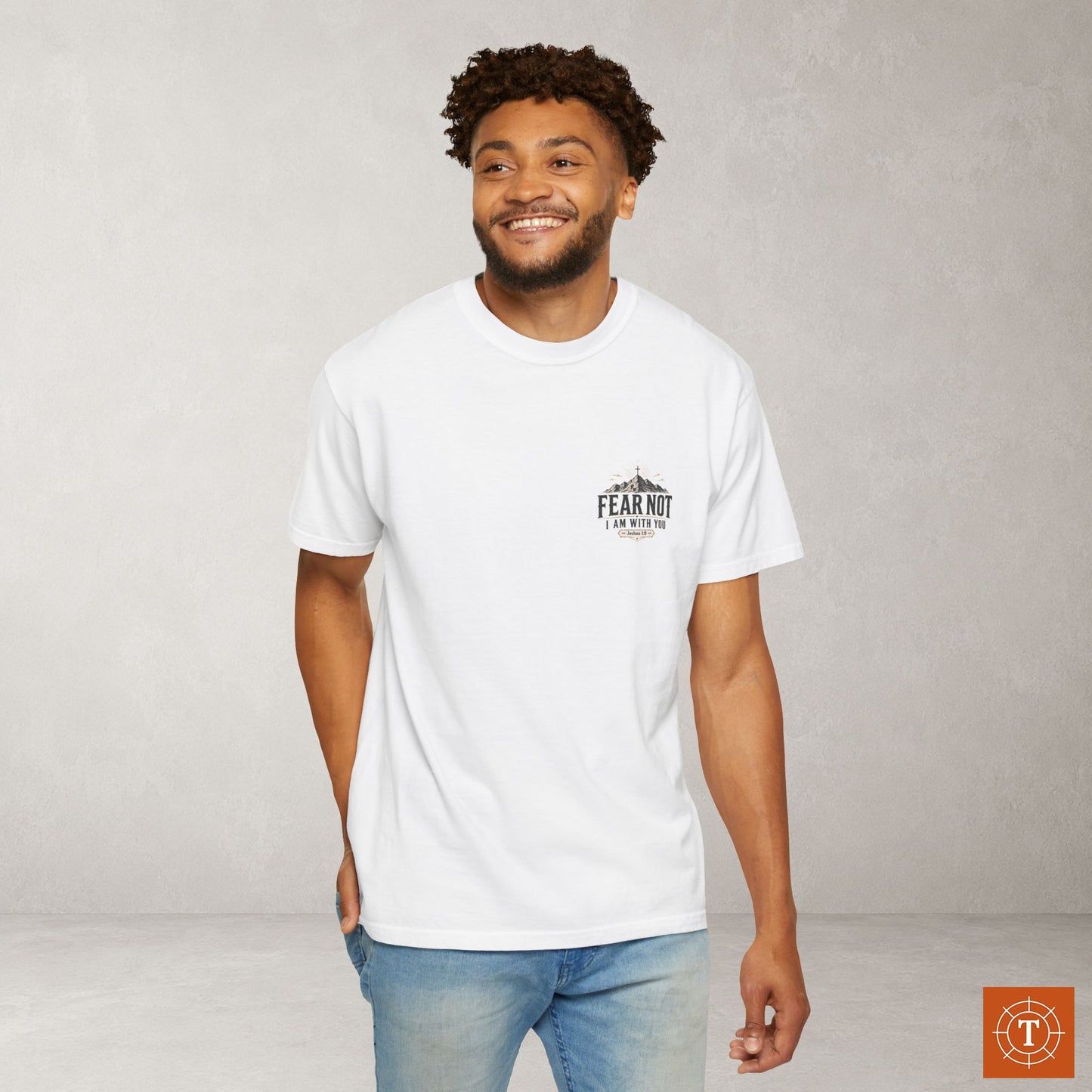 Fear Not — Joshua 1:9 Subtle Scripture Tee | Chest Print