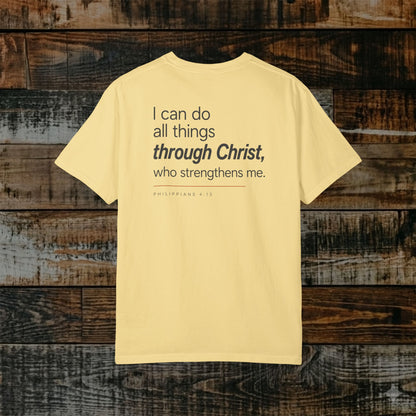 Philippians 4:13 Christian Scripture Tee - Full Verse - I can do all things through Christ