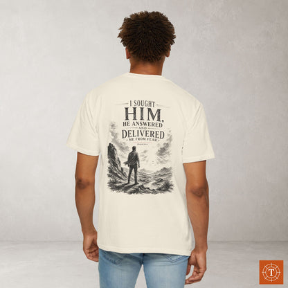 Illustrated Scripture Tee - Psalm 34:46 - He answered me