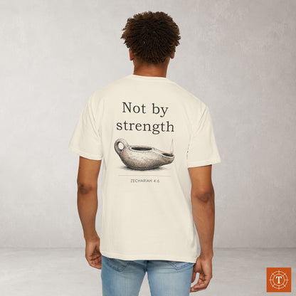 Illustrated Scripture Tee - Zechariah 4:6 - Not by strength