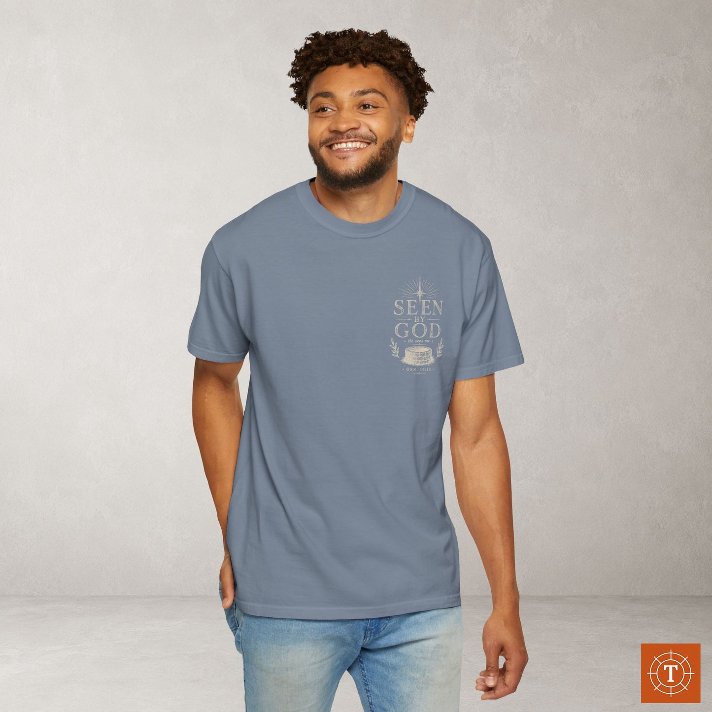 Seen by God — Genesis 16:13 Subtle Scripture Tee | Chest Print