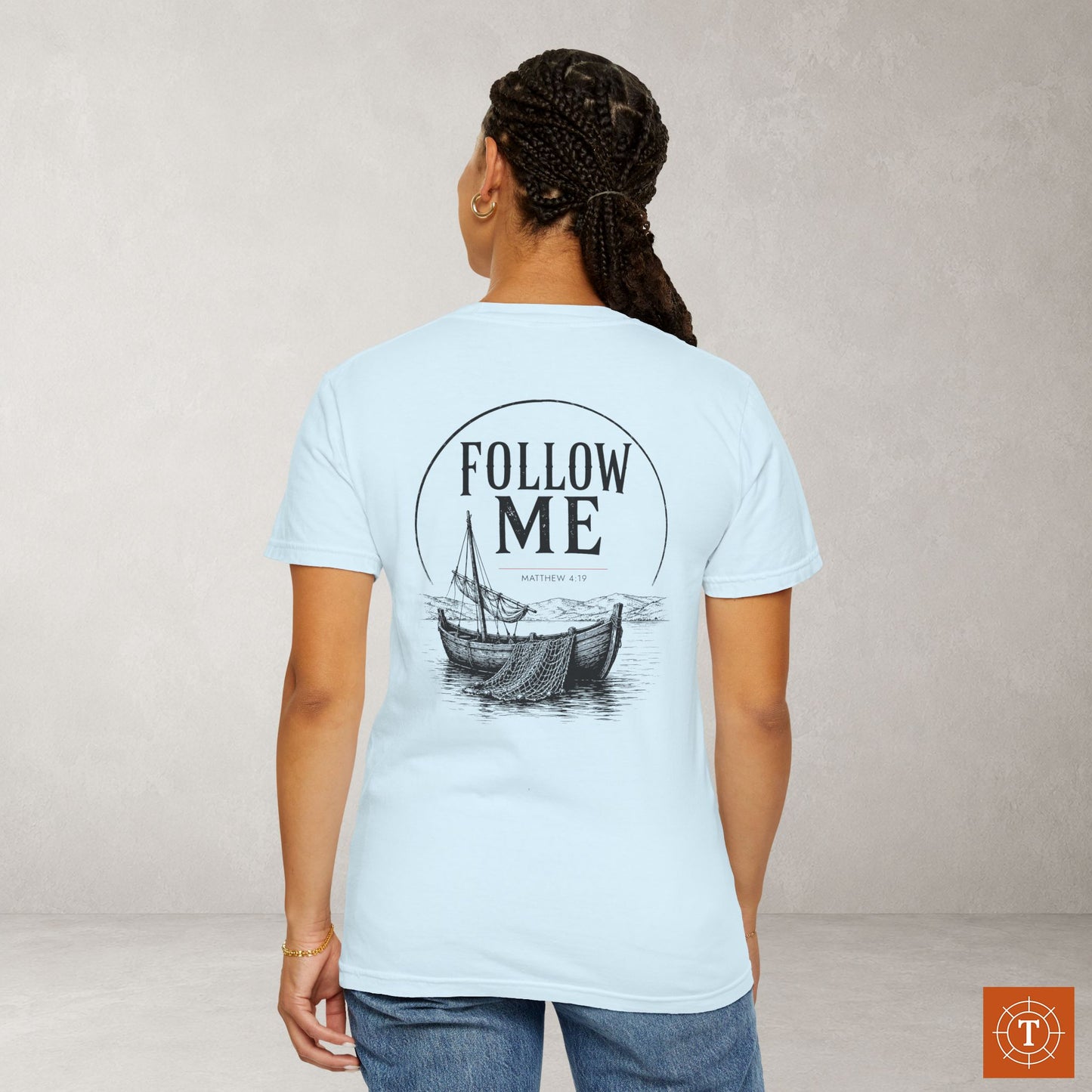 Illustrated Scripture Tee - Matthew 4:19 - Follow Me