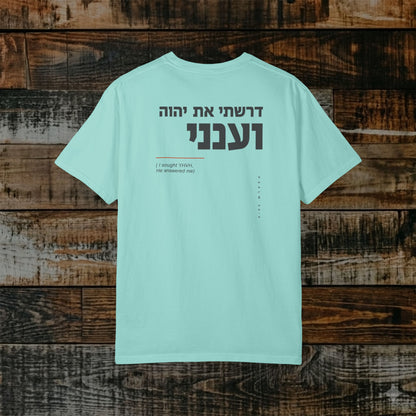 Original Language Scripture Tee: Psalm 34:4 - I sought YHVH and He answered