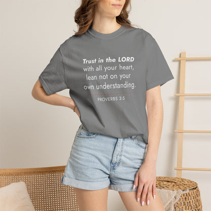 Proverbs 3:5 Minimalist Bible Verse Christian Scripture Tee
