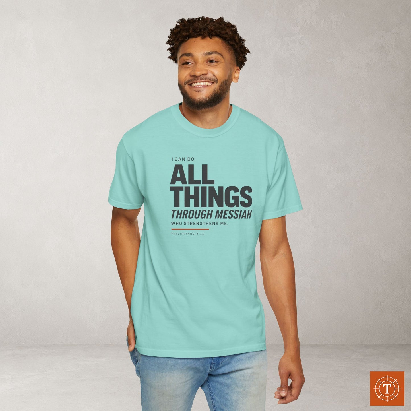 Philippians 4:13 Minimalist Hebrew Roots Scripture Tee - I can do all things through Messiah