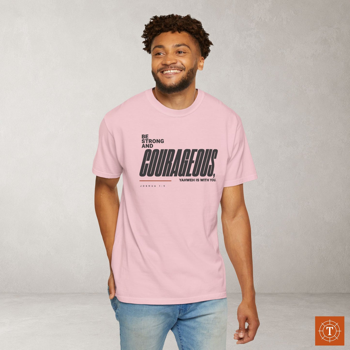 Joshua 1:9 Minimalist Hebrew Roots Scripture Tee - Be strong and courageous