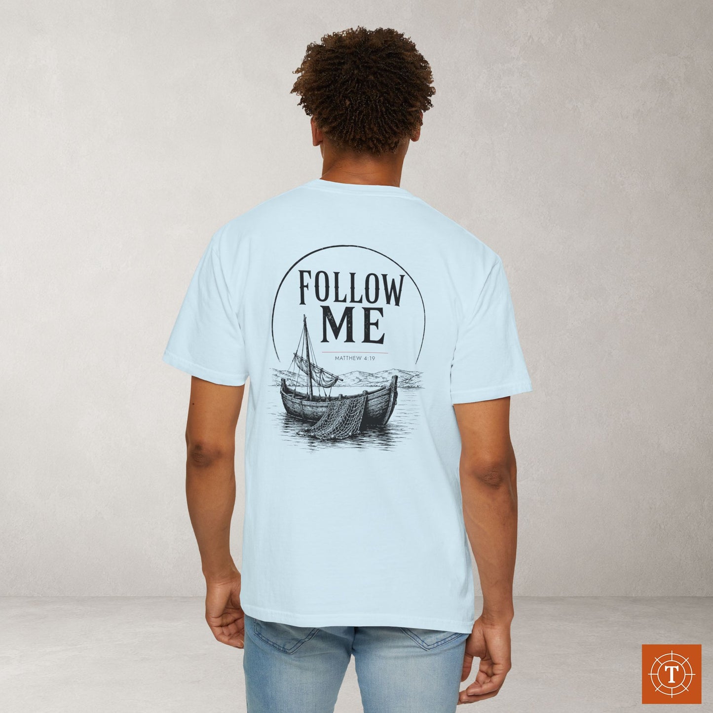 Illustrated Scripture Tee - Matthew 4:19 - Follow Me
