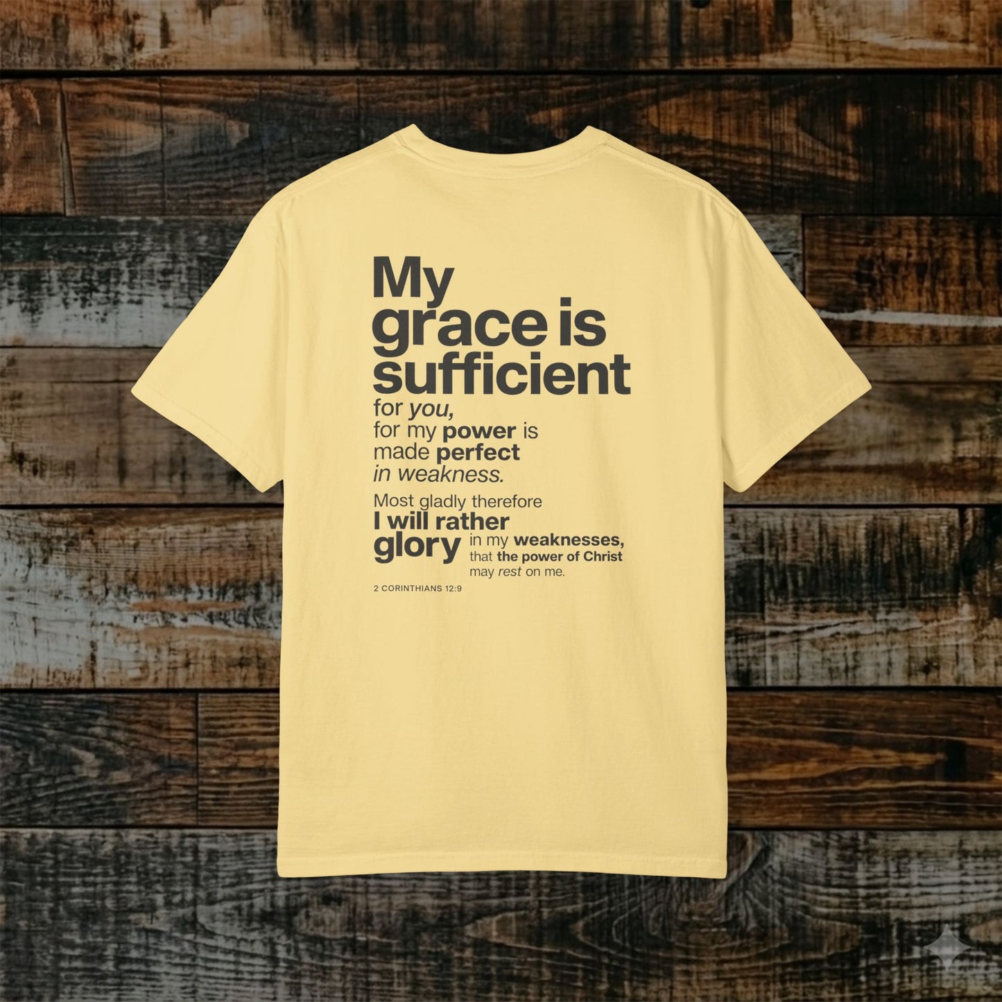 2 Corinthians 12:9 Christian Scripture Tee - Full Verse - His grace in sufficient