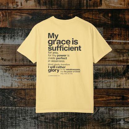 2 Corinthians 12:9 Christian Scripture Tee - Full Verse - His grace in sufficient