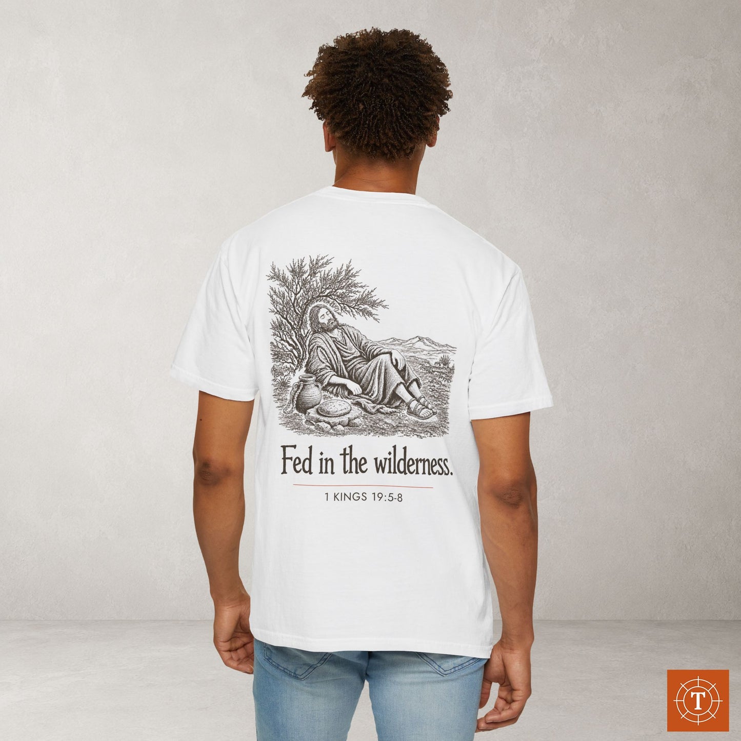 Illustrated Scripture Tee - 1 Kings 19:5-8 - Fed in the wilderness Shirt
