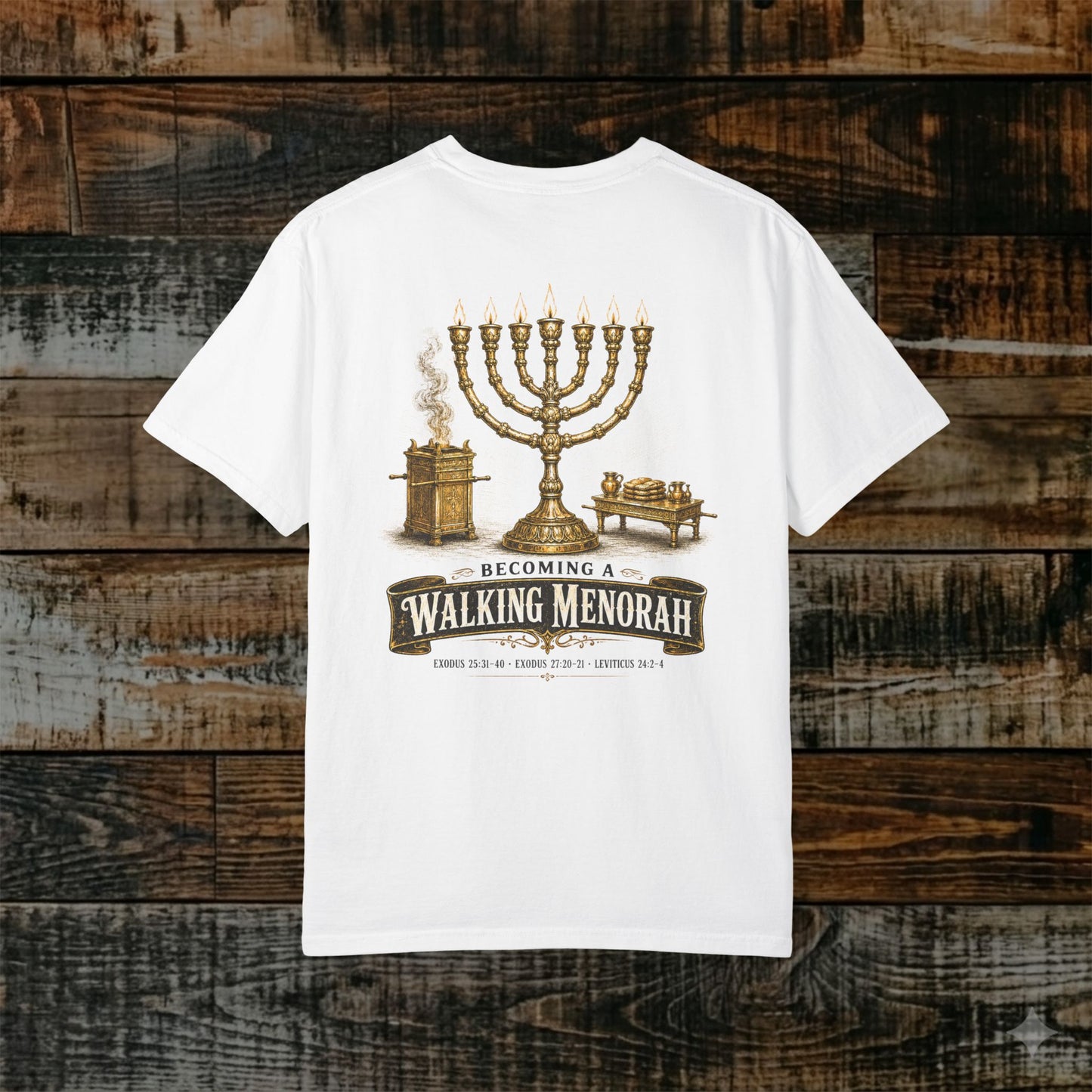 Illustrated Scripture Tee - Exodus 25 & 27 - Becoming a Walking Menorah Shirt