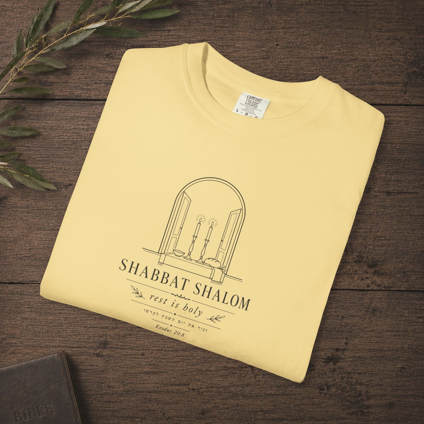 Illustrated Scripture - Exodus 20:8 - Shabbat Shalom Shirt Hebrew Roots Tee