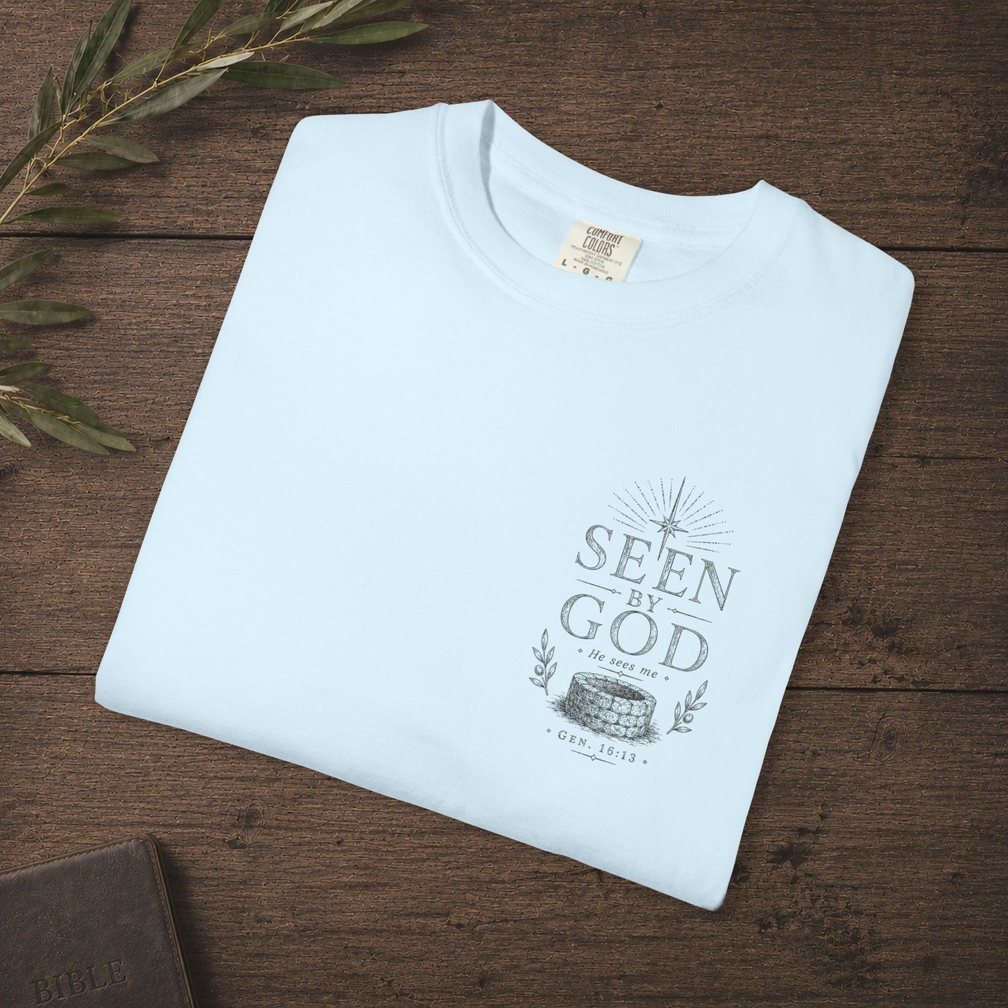 Seen by God — Genesis 16:13 Subtle Scripture Tee | Chest Print