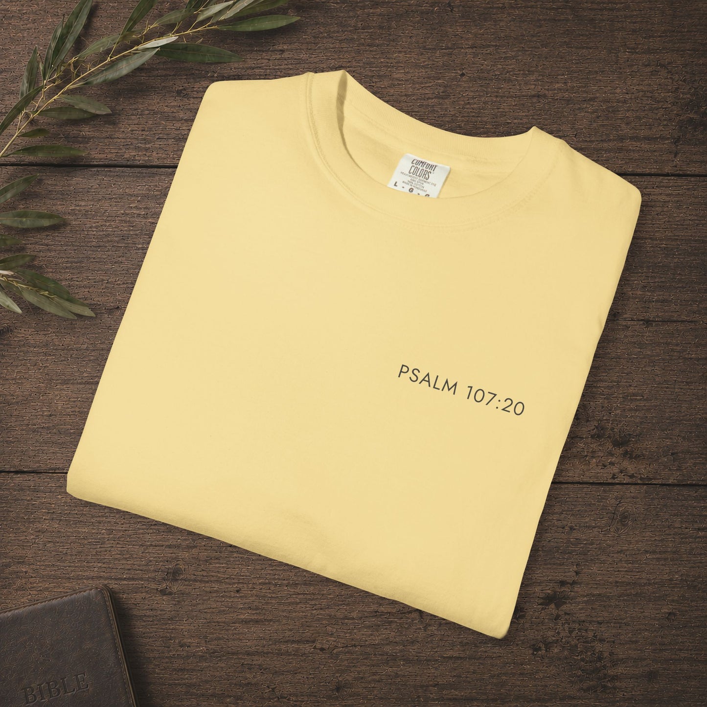 Subtle Christian Scripture Tee — He sent out His word and healed them - Psalm 107:20 Reference Only