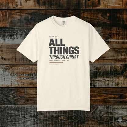 Philippians 4:13 Minimalist Christian Bible Verse Tee - I can do all things through Christ Shirt