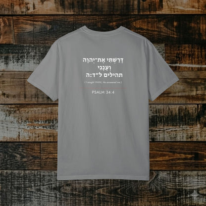 Original Language Scripture Tee: Psalm 34:4 — The Word in Hebrew