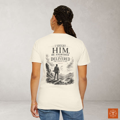 Illustrated Scripture Tee - Psalm 34:46 - He answered me