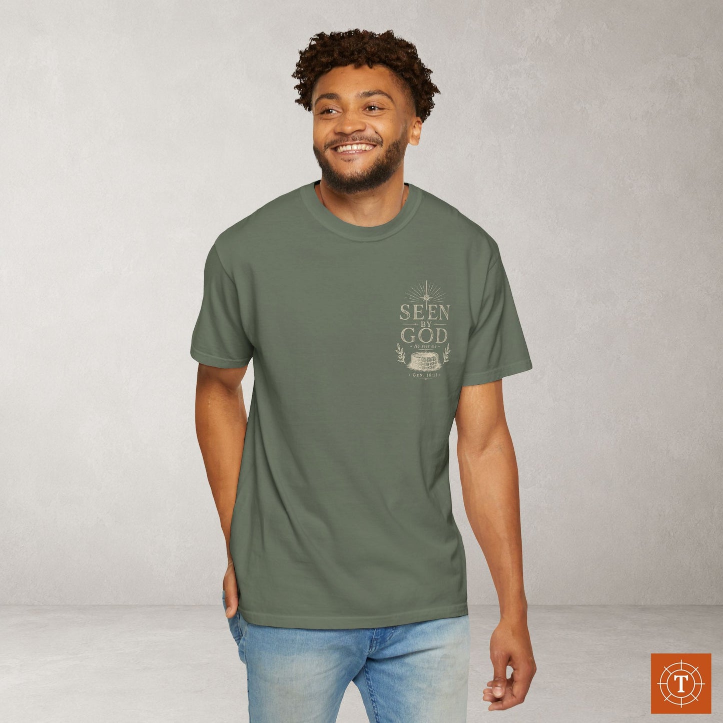 Seen by God — Genesis 16:13 Subtle Scripture Tee | Chest Print