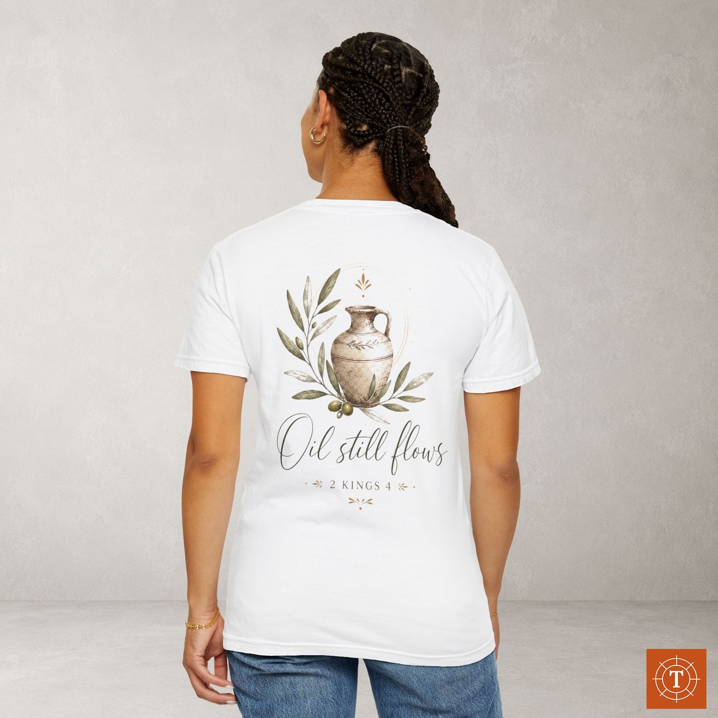 Illustrated Scripture Tee - 2 Kings 4 - Oil still flows