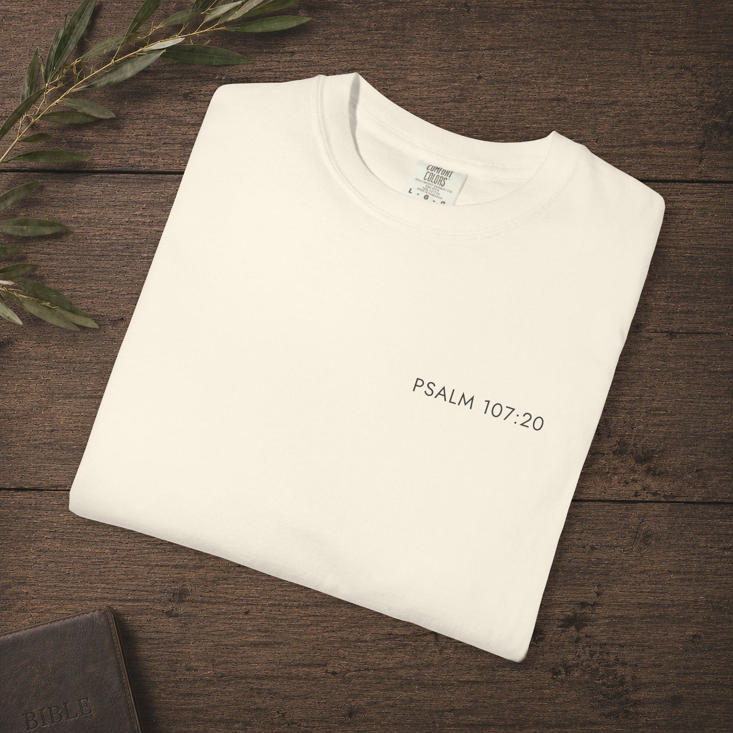 Subtle Christian Scripture Tee — He sent out His word and healed them - Psalm 107:20 Reference Only
