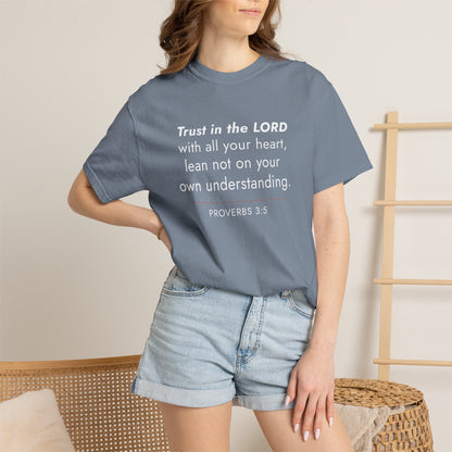Proverbs 3:5 Minimalist Bible Verse Christian Scripture Tee