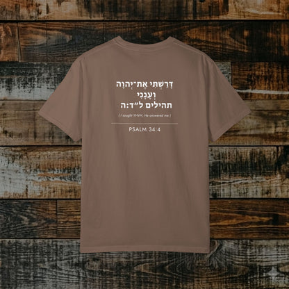 Original Language Scripture Tee: Psalm 34:4 — The Word in Hebrew