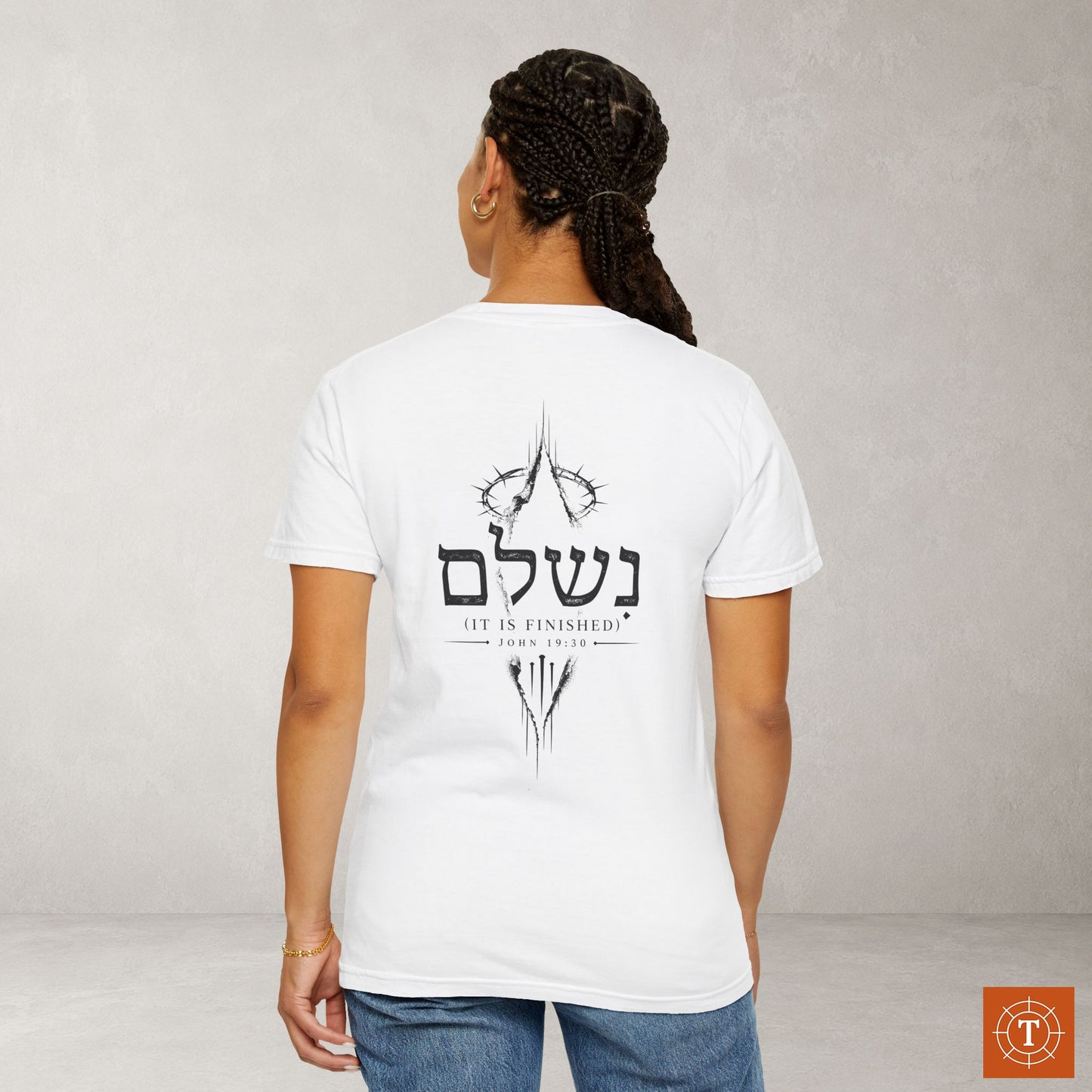 Illustrated Scripture Tee - John 19:30 - It is finished HEBREW