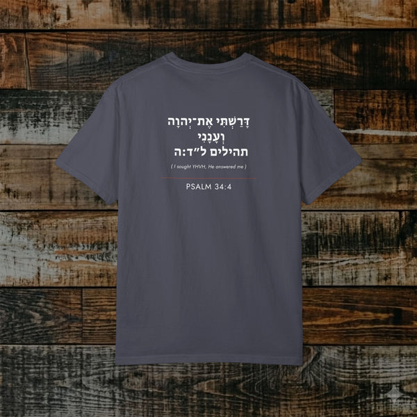 Original Language Scripture Tee: Psalm 34:4 — The Word in Hebrew