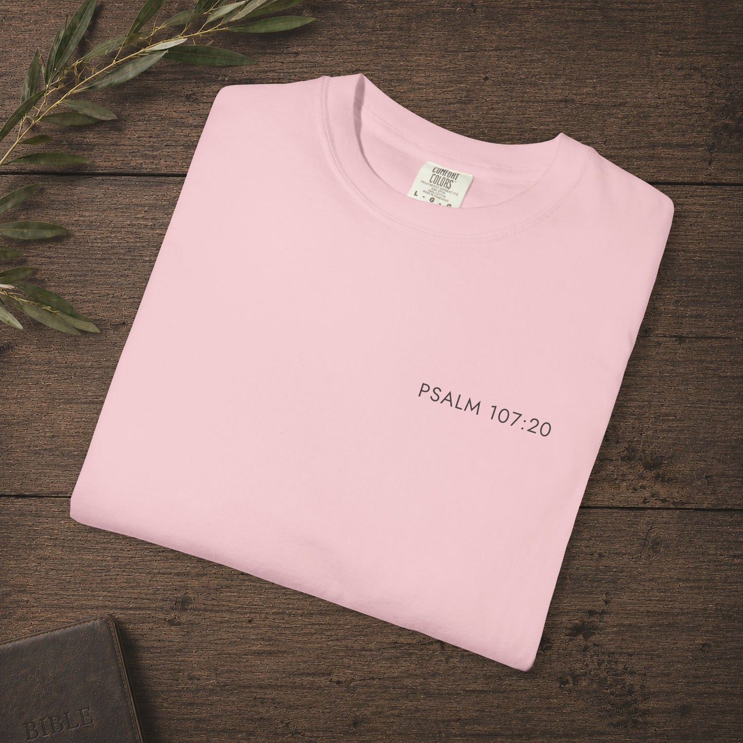 Subtle Christian Scripture Tee — He sent out His word and healed them - Psalm 107:20 Reference Only