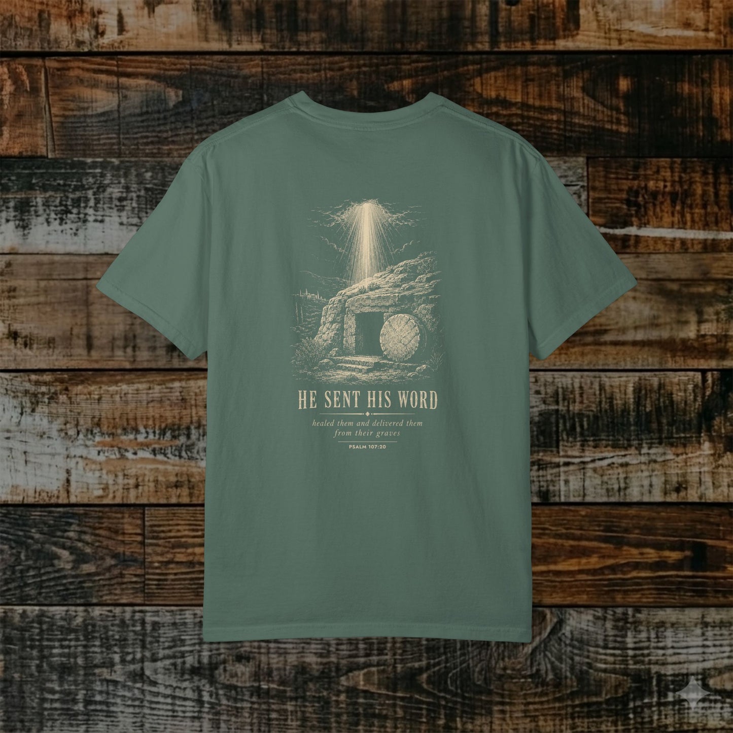Illustrated Scripture Tee - Psalm 107:20 - He sent His word