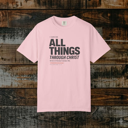 Philippians 4:13 Minimalist Christian Bible Verse Tee - I can do all things through Christ Shirt