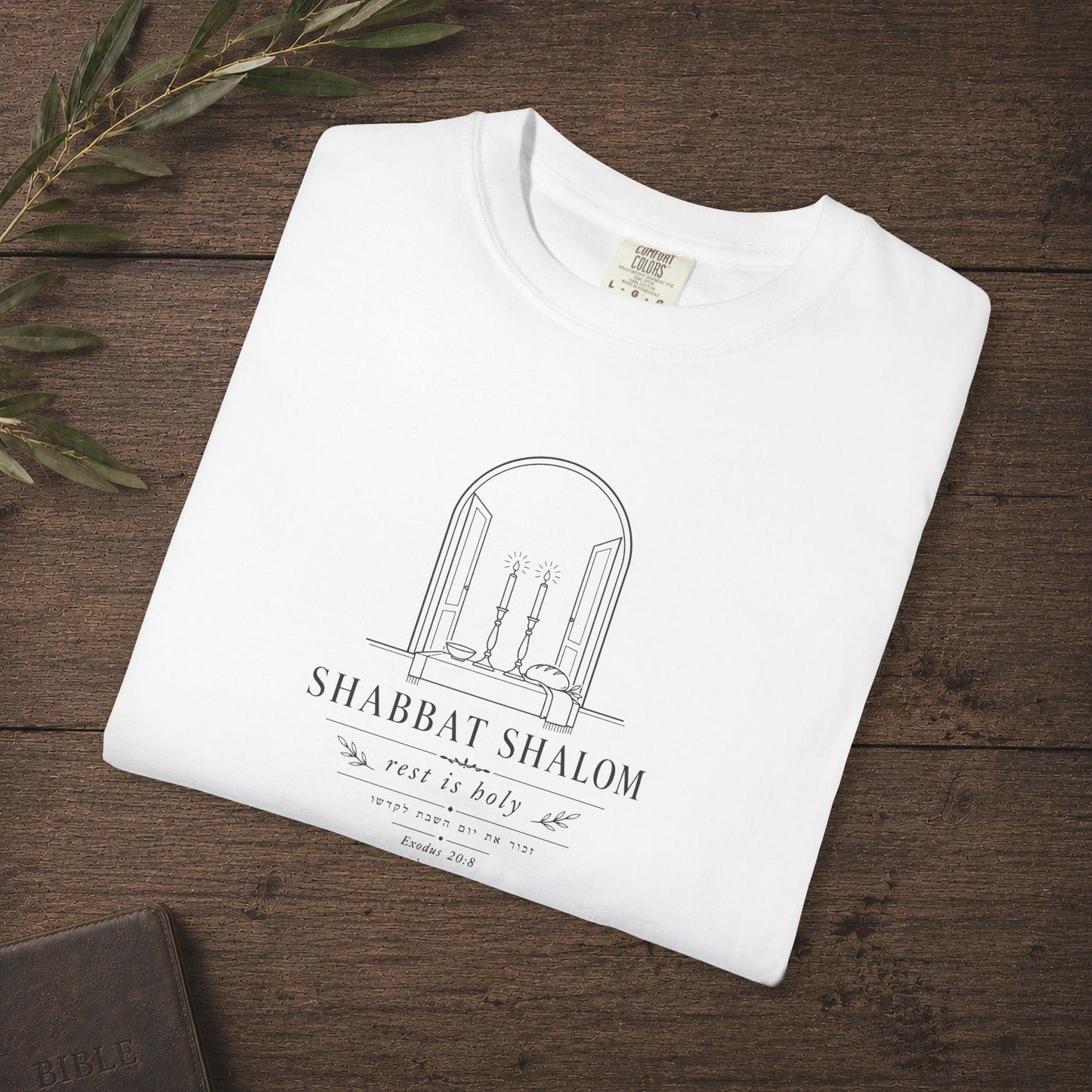 Illustrated Scripture - Exodus 20:8 - Shabbat Shalom Shirt Hebrew Roots Tee