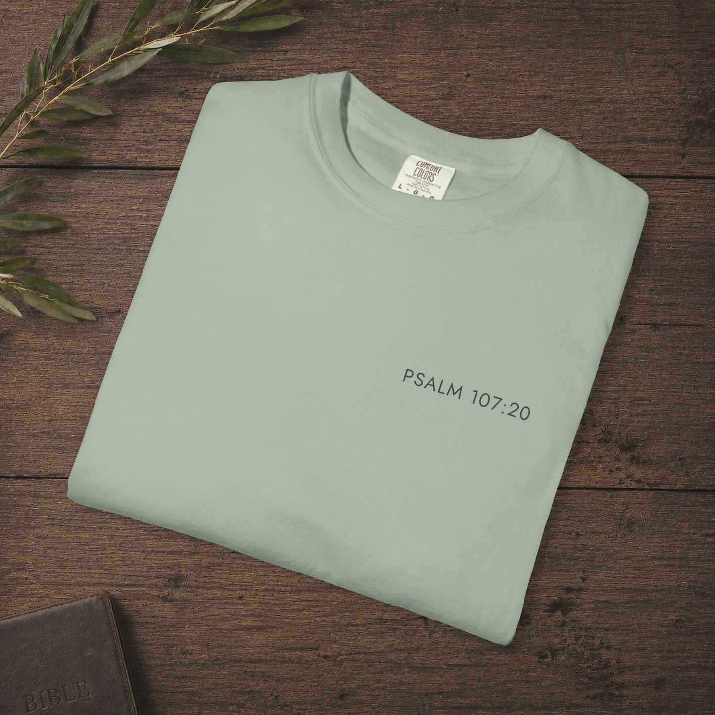 Subtle Christian Scripture Tee — He sent out His word and healed them - Psalm 107:20 Reference Only